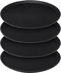 4 Pcs 16 Inch Black Round Serving Trays Plastic Non Slip