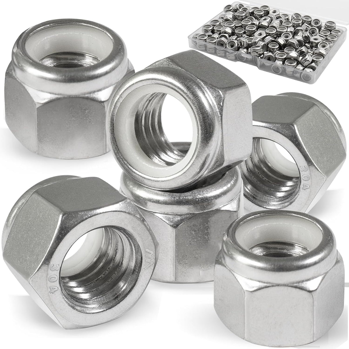 #6-32 Lock Nut, 190Pcs Stainless Steel Nylock Insert Locking Nuts