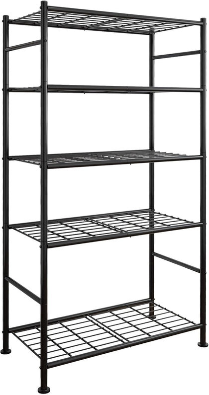 Storage Shelves - 5 Tier Shelf Organizer, Heavy Duty Garage Shelving Unit with Leveling Feet, Stable Metal Shelves