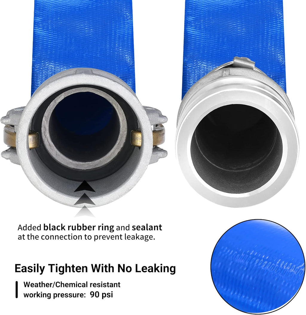 1 inch x 50ft PVC Lay Flat Discharge Hose With Aluminum Camlock C & E