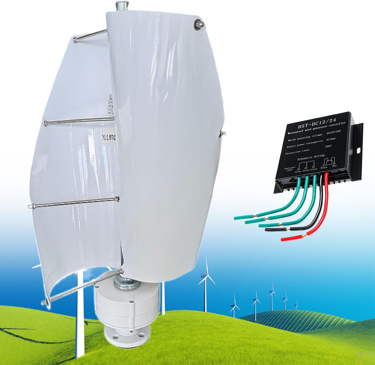 Magnetic Levitation Wind Turbine 12000W, Vertical Wind Turbine Generator Kit with MPPT Controller, for Home Street