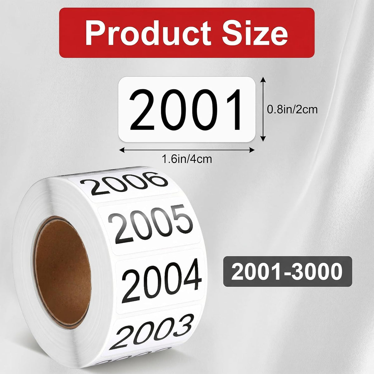 Consecutive Number Stickers, 2001-3000 Self-Adhesive Inventory Labels