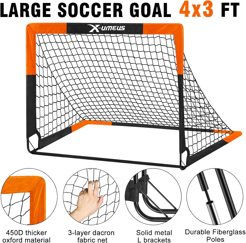 Kids Soccer Goals for Backyard Set of 2, 4 x 3 ft/6 x 4 Toddler Soccer Goal Training Equipment with Soccer Ball