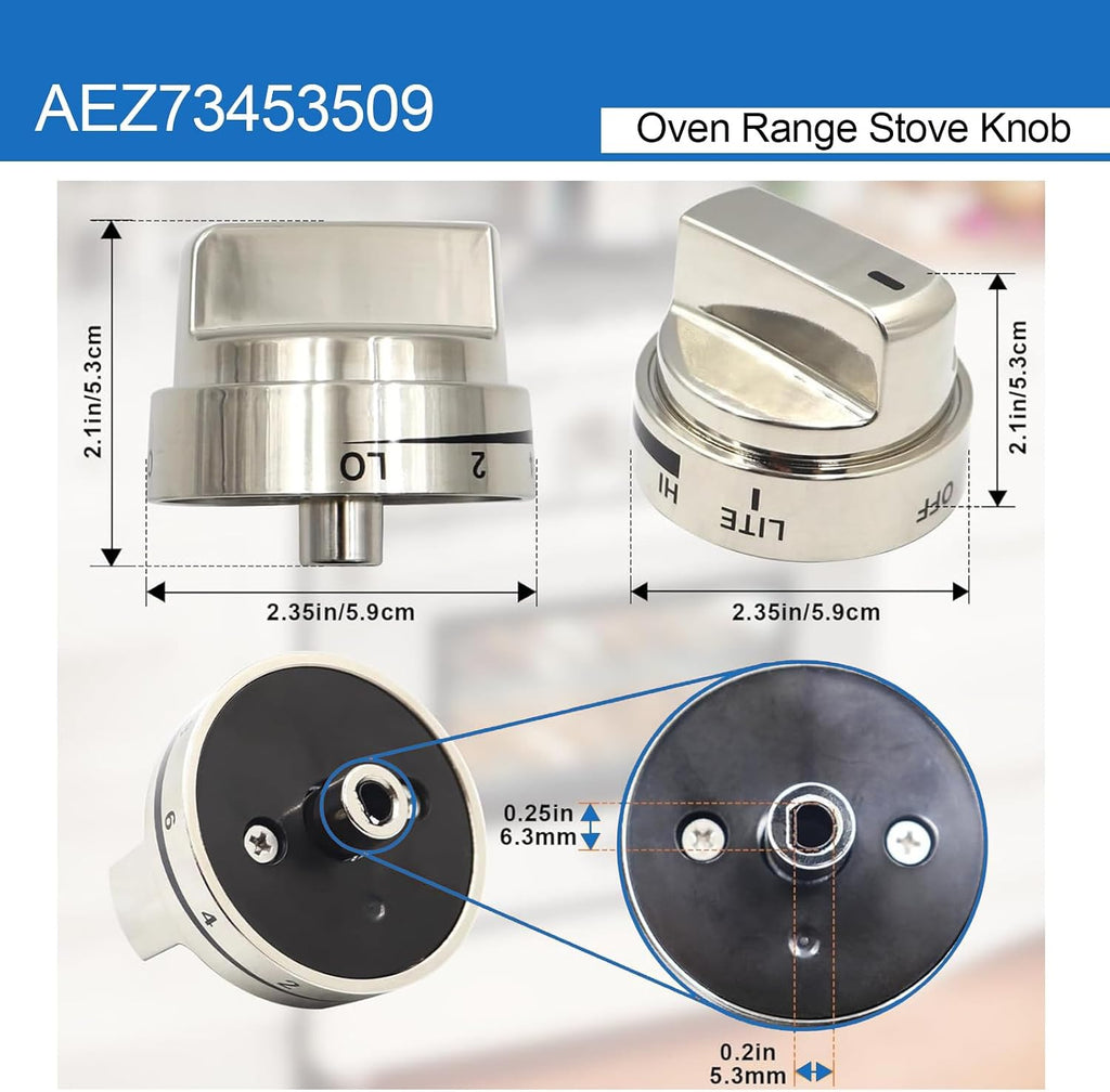 5 Pack AEZ73453509 Oven Knobs for Lg Stove Knobs Compatible with Lg Oven Knobs LRG3036ST, LRG3095ST, LRG3091ST, LRG3094ST, LRG3035ST and LDG3036ST Replace AEZ72909008 AP5669773 2347547 PS7321756