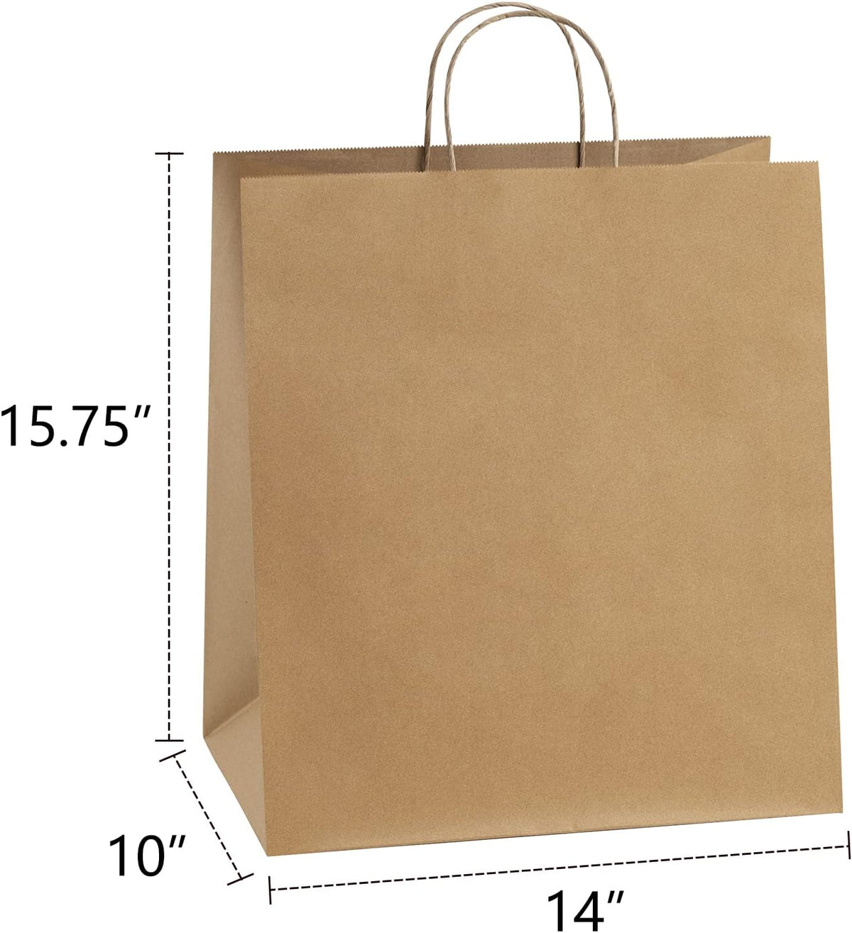 Paper Bags with Handles 14x10x15.75 Large 50Pcs Ultra Wide Bottom
