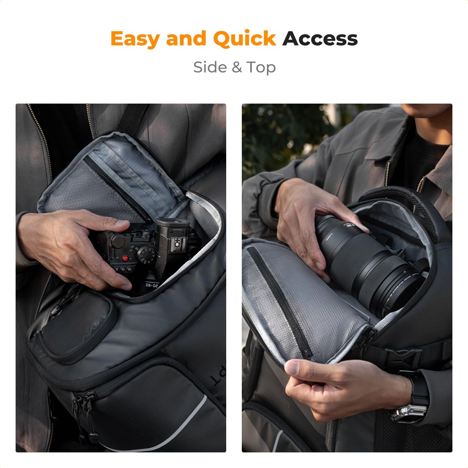 Camera Backpack,25L Large Capacity Camera Bag for Photographers | Raincover, 15.6 Inch Laptop Compartment, Compatible