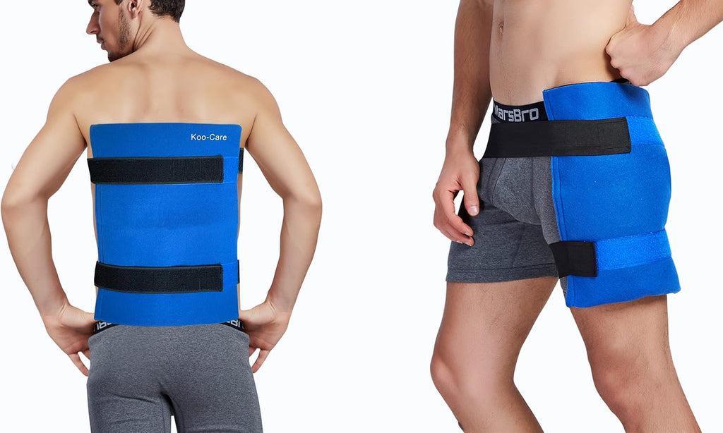 Large Flexible Gel Ice Pack & Wrap with Straps for Hot Cold Therapy - Pain Relief for Shoulder Rotator Cuff, Back
