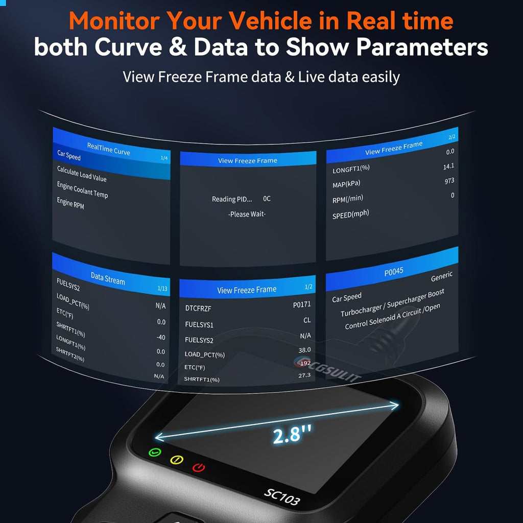 OBD2 Scanner, CGSULIT SC103 Car Code Reader Diagnose Check Engine Light Smog Check DTCs Scan Tool Live Data Stream