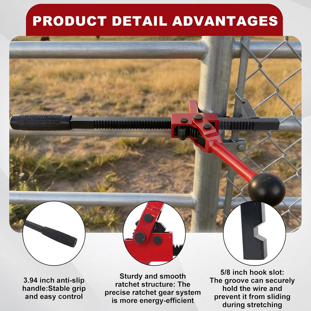 Chain Link Fence Stretcher Tool, Heavy-Duty Fence Puller Tensioner for Woven Wire, Barbed Wire Chain Link Fence with