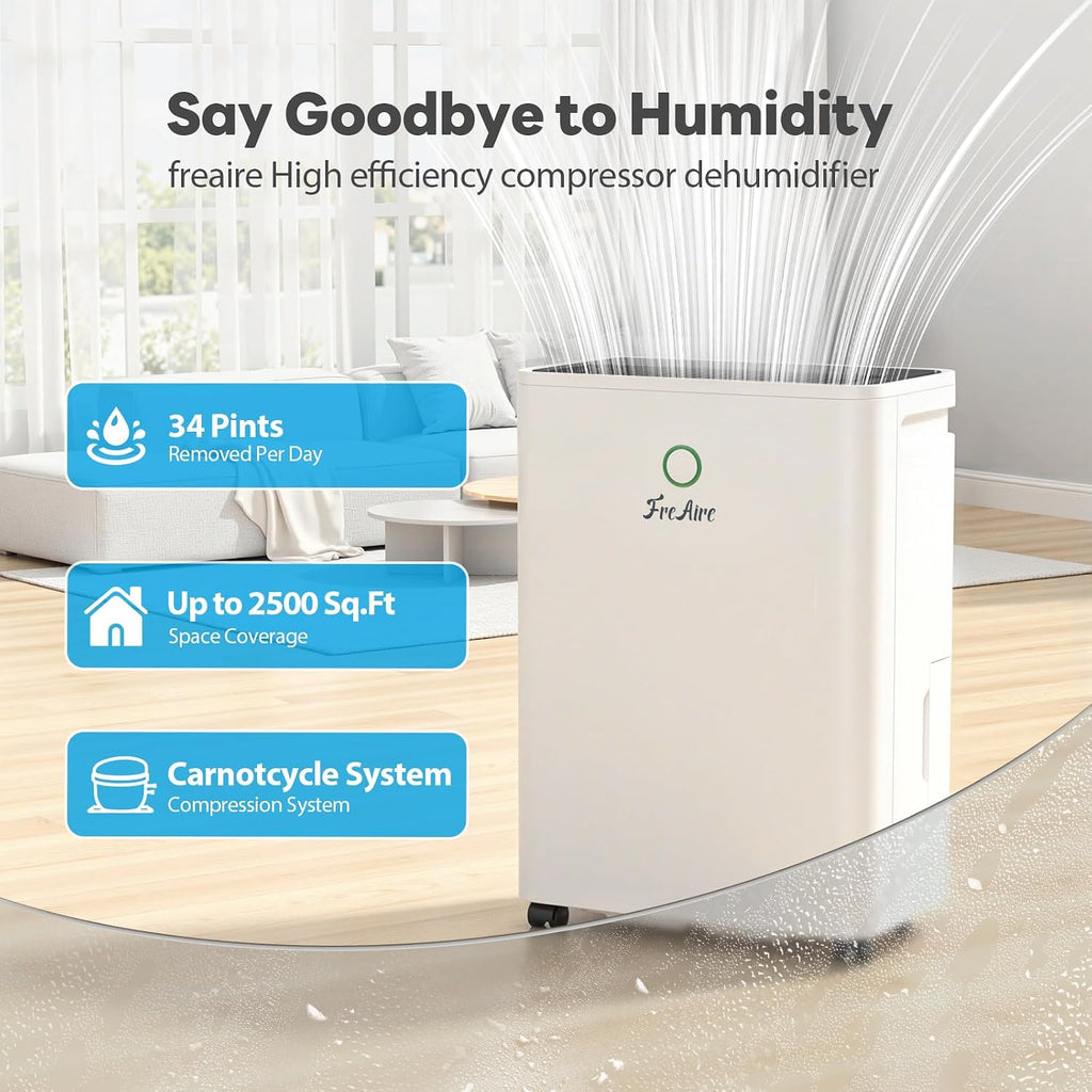 34Pint Dehumidifier for 2500Sq.Ft