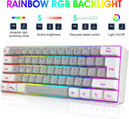 2.4G 60% Wireless Gaming Keyboard and Mouse Combo (White-Grey) | Include Mini Wireless Gaming Keyboard, Ergonomic