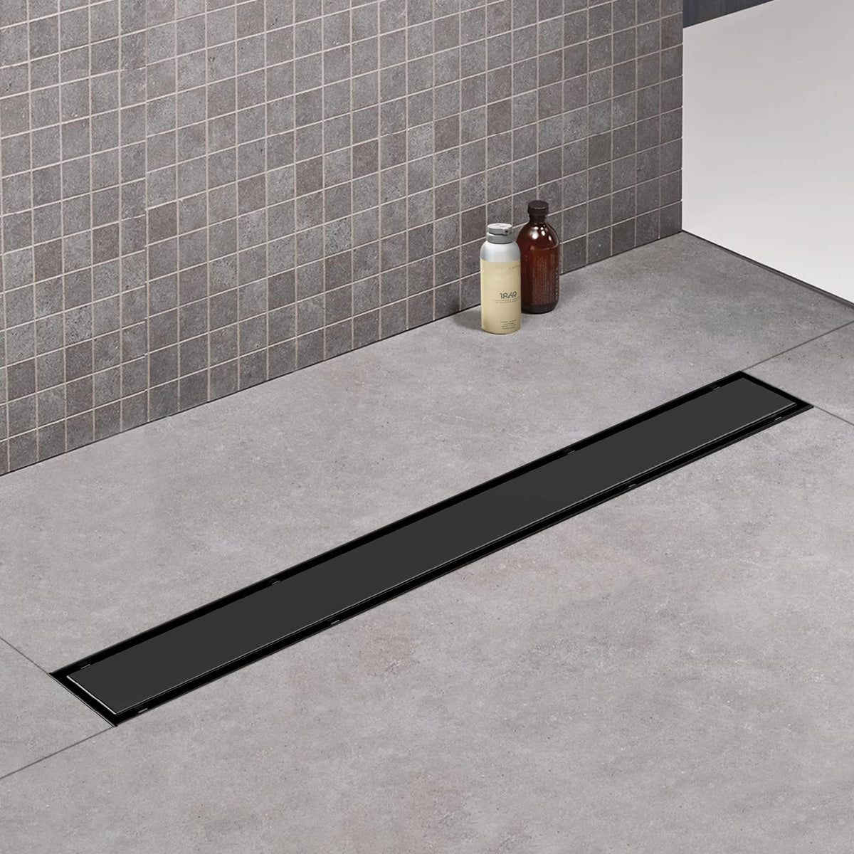 28" Linear Shower Drain Brushed Matte Black with Tile Insert Grate