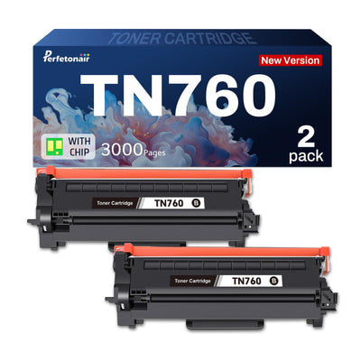 TN760 Toner Cartridge 2 Pack Replacement for TN730 TN-760 Toner