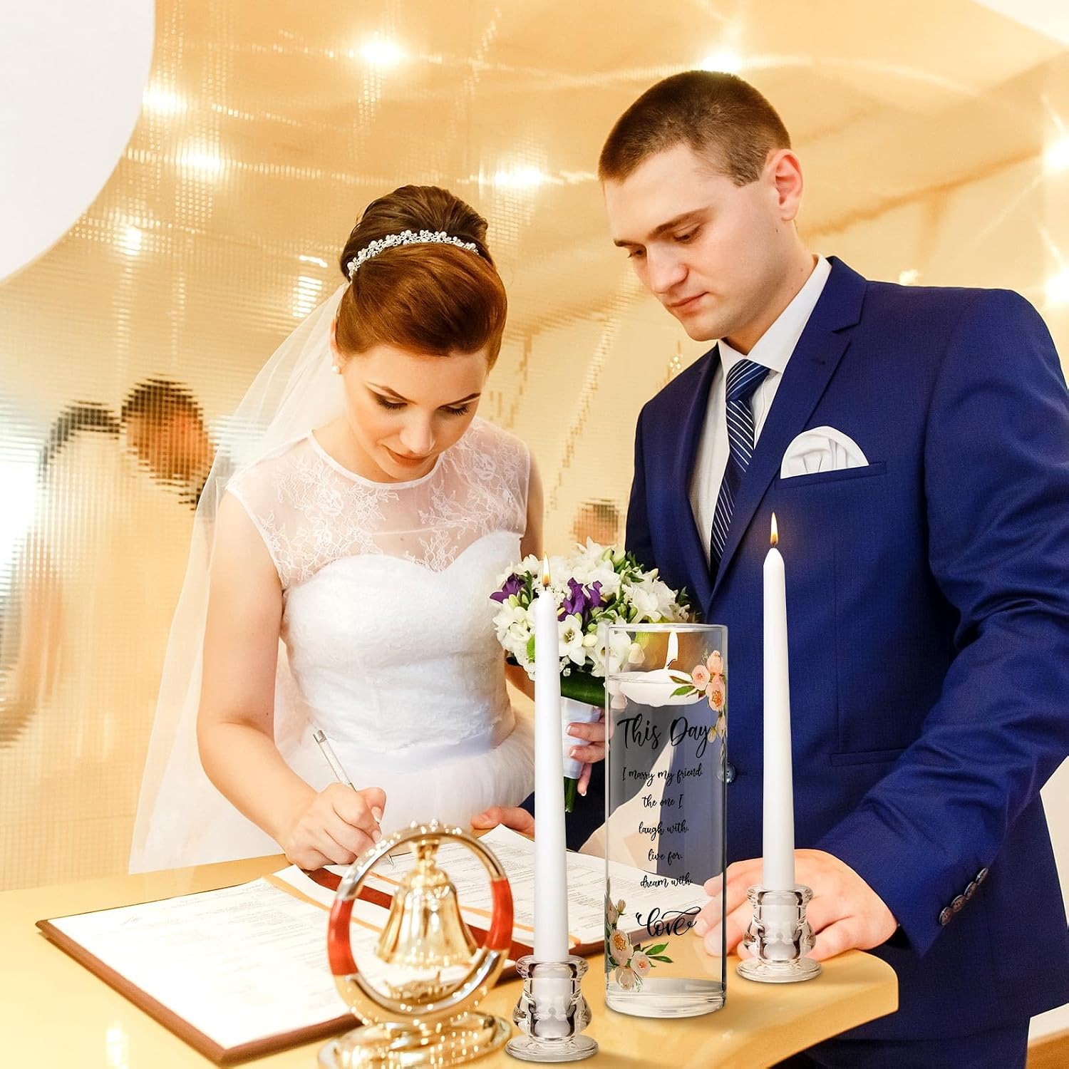 Unity Candles for Wedding Ceremony with Holder,Fresh Style