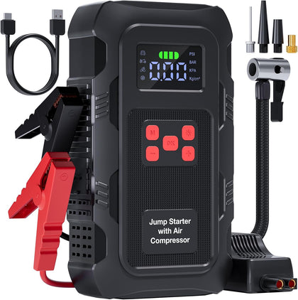 5000A Jump Starter with Air Compressor, Portable Car Battery Jump Starter with 150 PSI Tire Inflator for Up to 10.0L