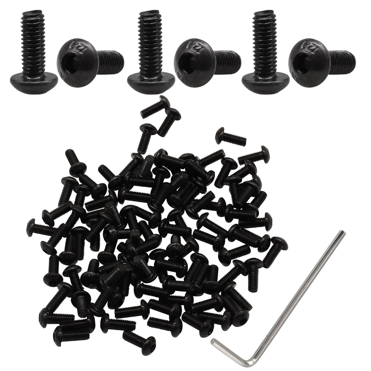 BokWin M3 x 8mm Hex Socket Button Head Cap Screws, 100-Pack