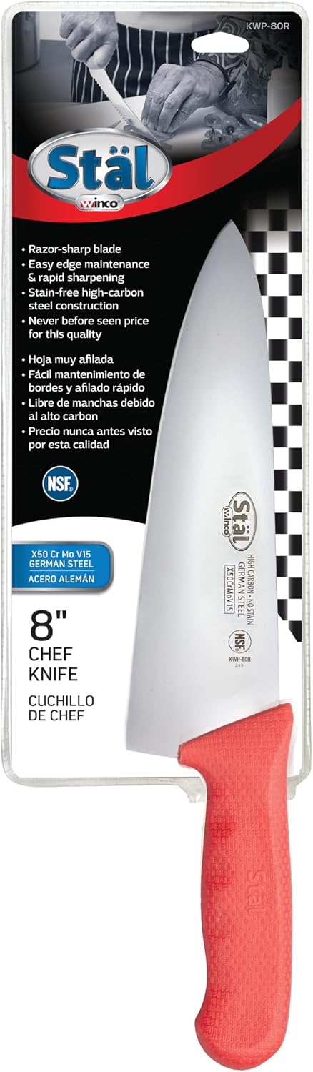 8" Red Chef's Commercial-Grade Knife