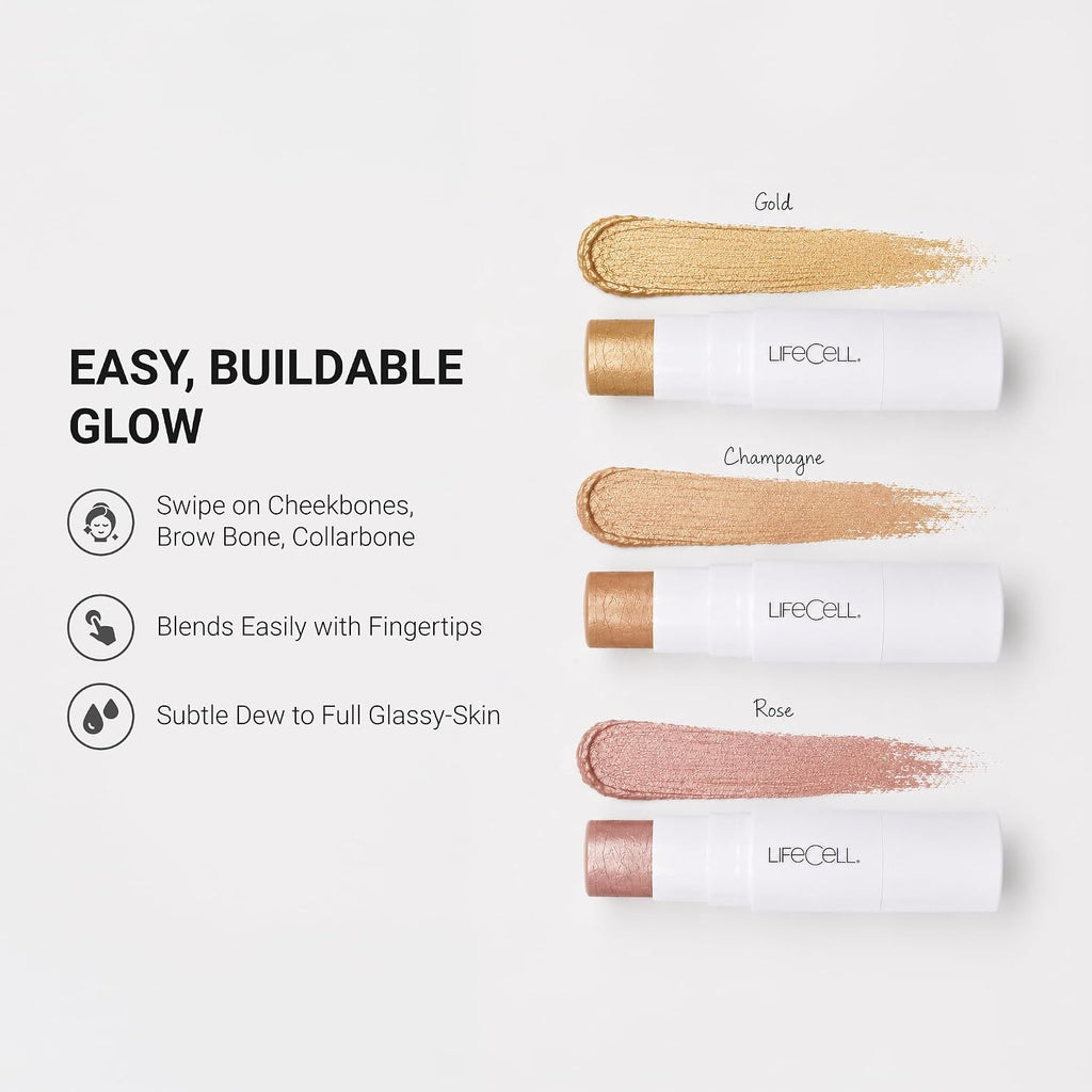 Cream Highlighter Stick, Rose - Vegan Glow, 0.25oz