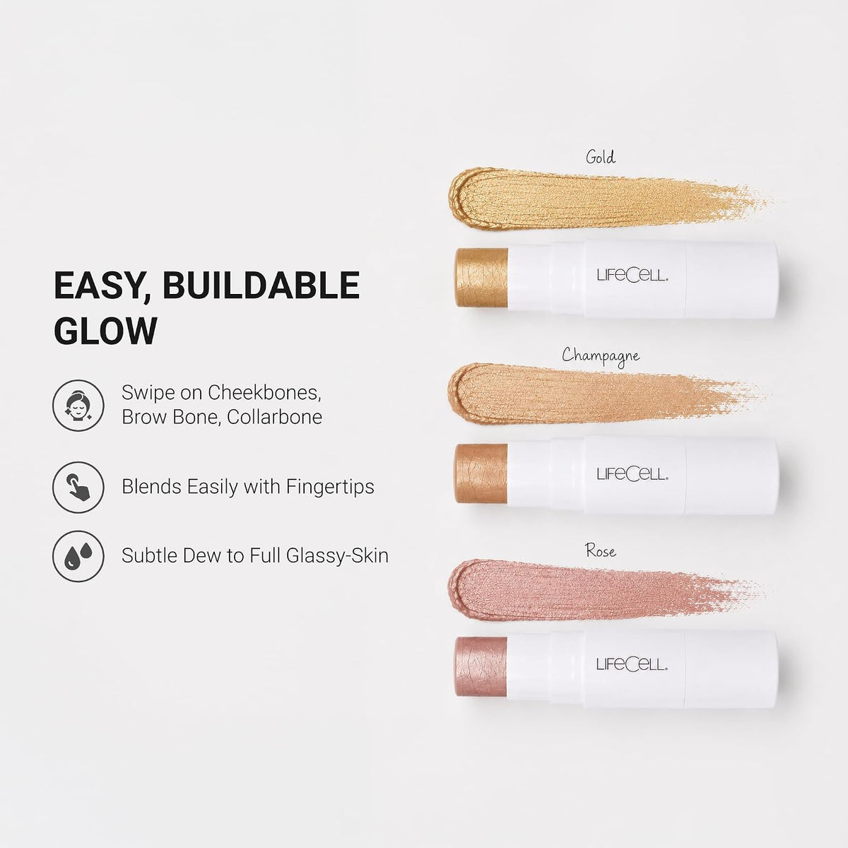 Cream Highlighter Stick, Rose - Vegan Glow, 0.25oz