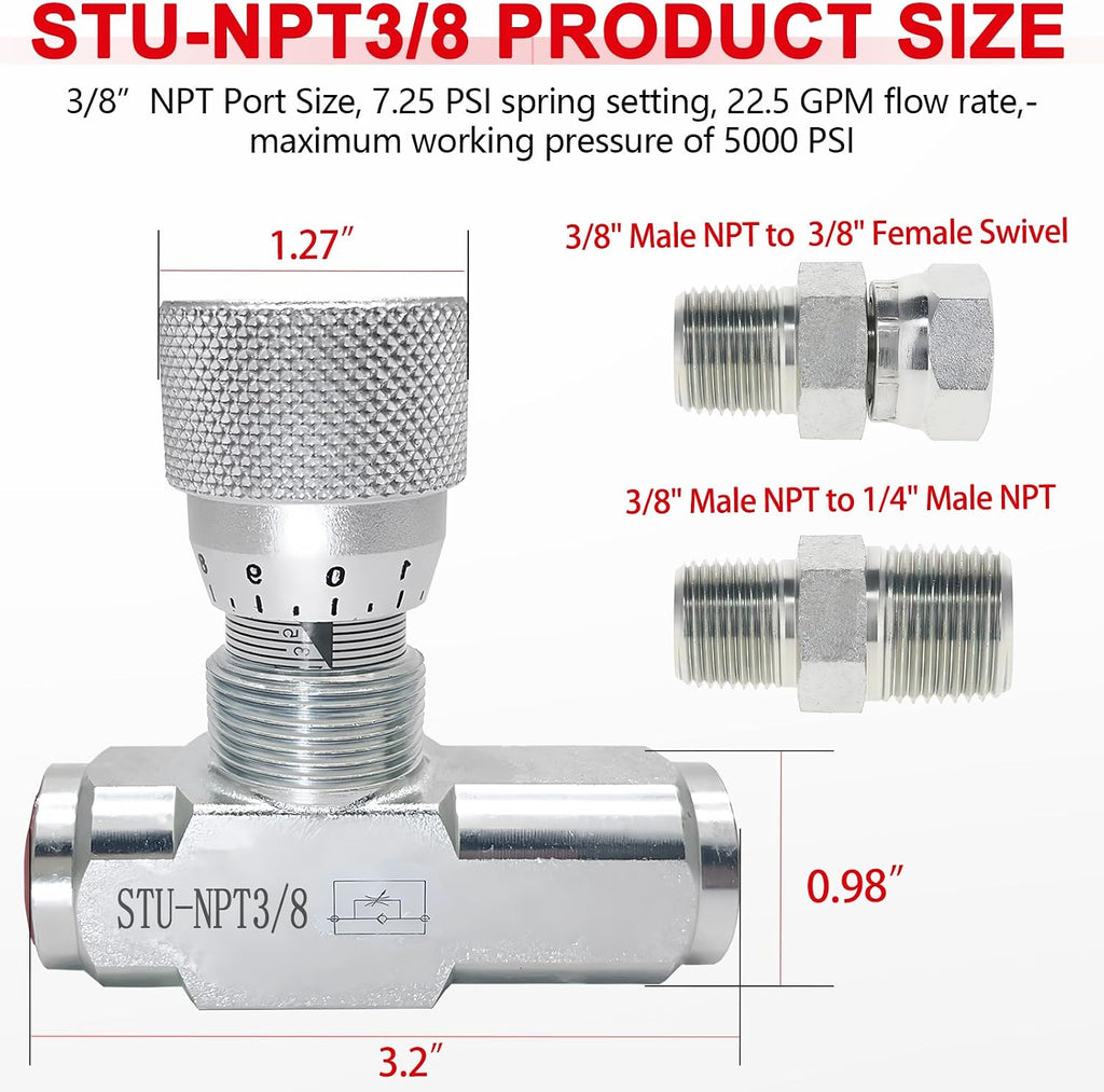 3/8" NPT Hydraulic Flow Control Valve,One-Way Adjustable Speed