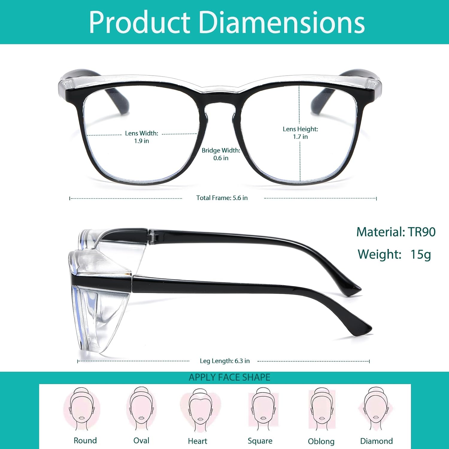 Safety Glasses, Anti Fog Safety Goggles for Women Men, Blue Light Blocking Stylish Eye Protection Glasses Side Shield