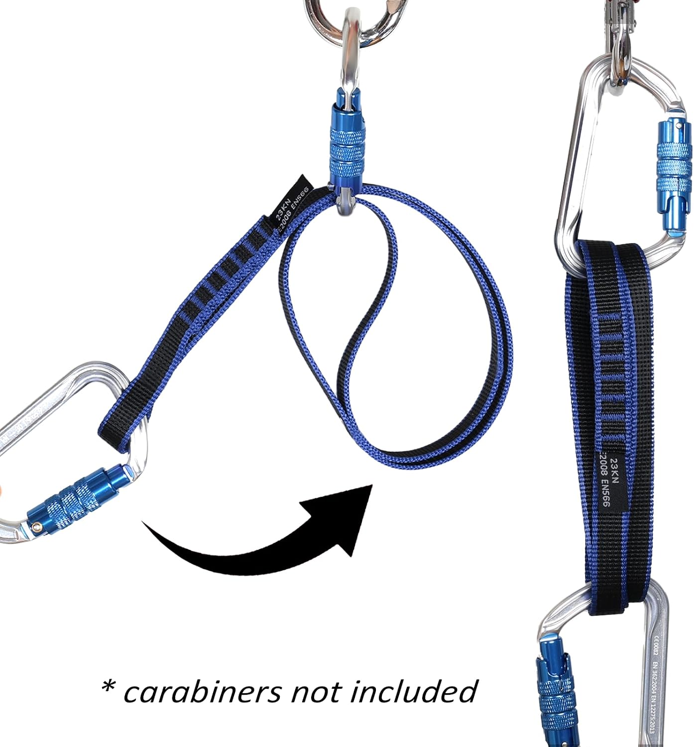18mm Nylon Climbing Sling Runner, 23KN CE2008/EN566 Certified | Heavy duty webbing straps for rock climbing