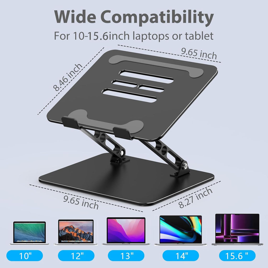 Adjustable Laptop Stand for Desk, Metal Foldable Laptop Riser Holder, Portable Desktop Book Stands, Ventilated