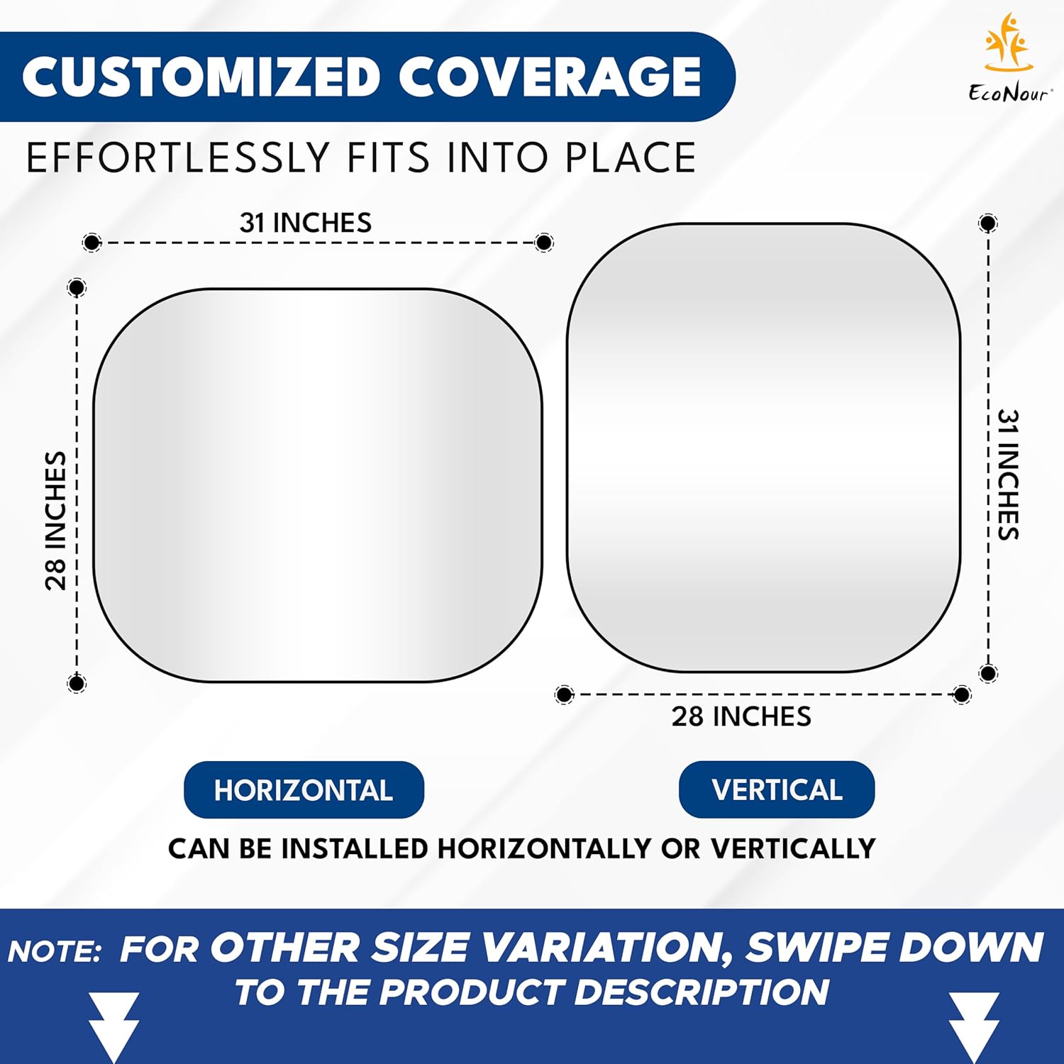 2 Piece Foldable Car Windshield Sun Shade – UV & Heat Protection, Interior Cooling, Durable Upgraded Design, Easy