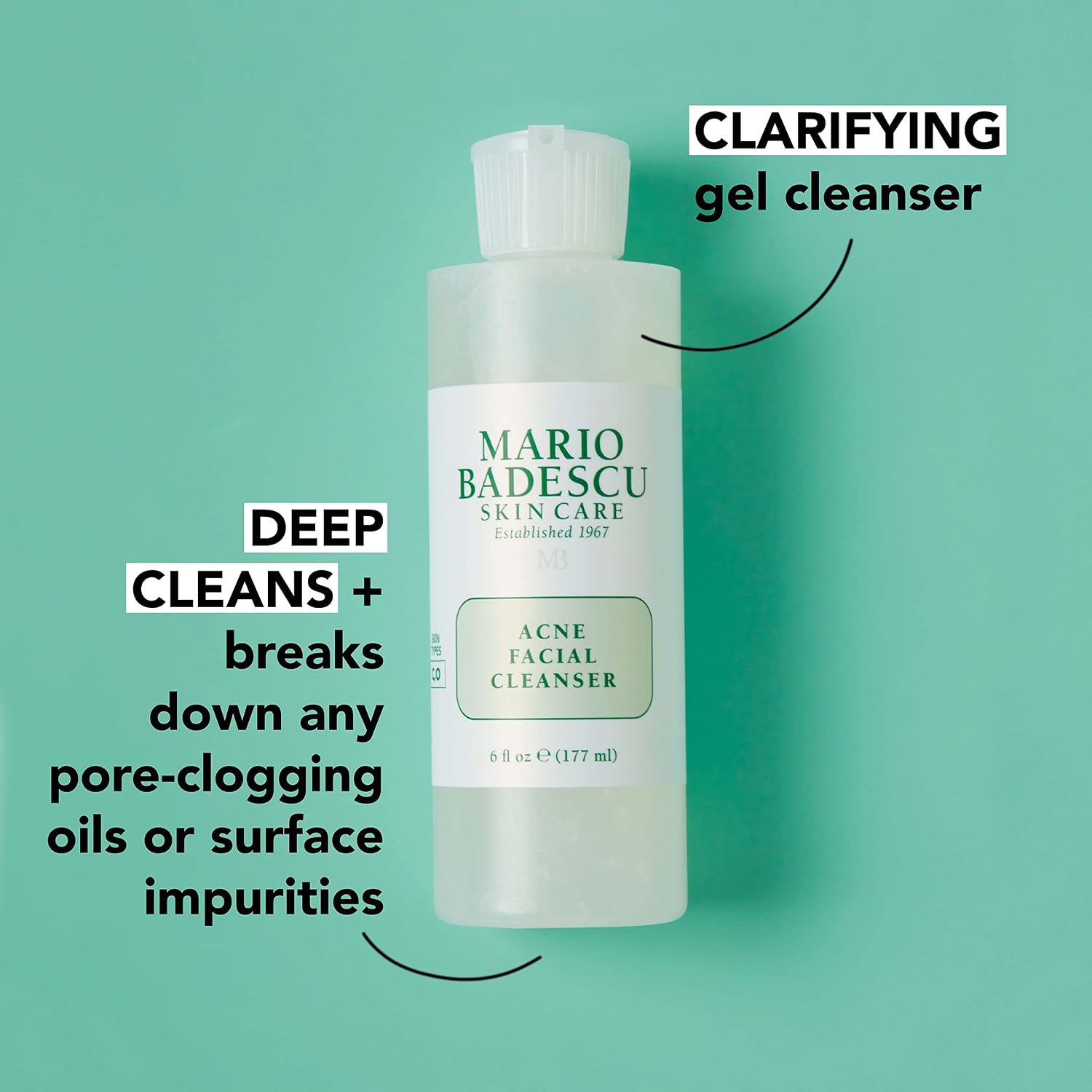 Acne Facial Cleanser for Combination & Oily Skin, Oil-Free Face Wash with Salicylic Acid & Aloe Vera, Deep Pore Clean