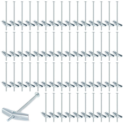 200 Pcs 3/16" X 4" Toggle Bolts and Wing Nut Wall Anchor for Drywall