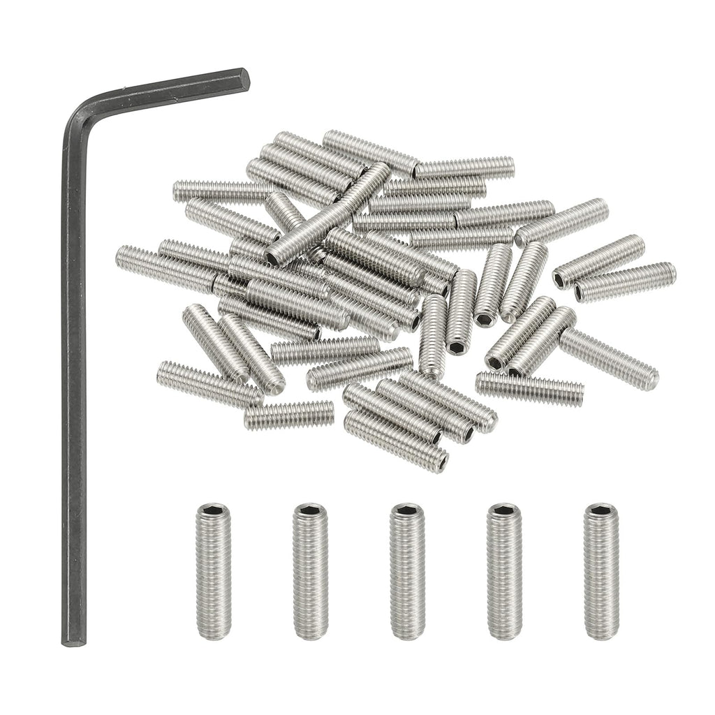 PATIKIL #10-32x3/4 Hex Socket Grub Screws, 50 Pcs Cup Point Set Screw with Wrench