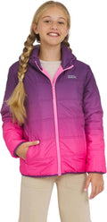 Eddie Bauer Girls' Deer Harbor Reversible Faux Fur Lined Insulated Puffer Jacket