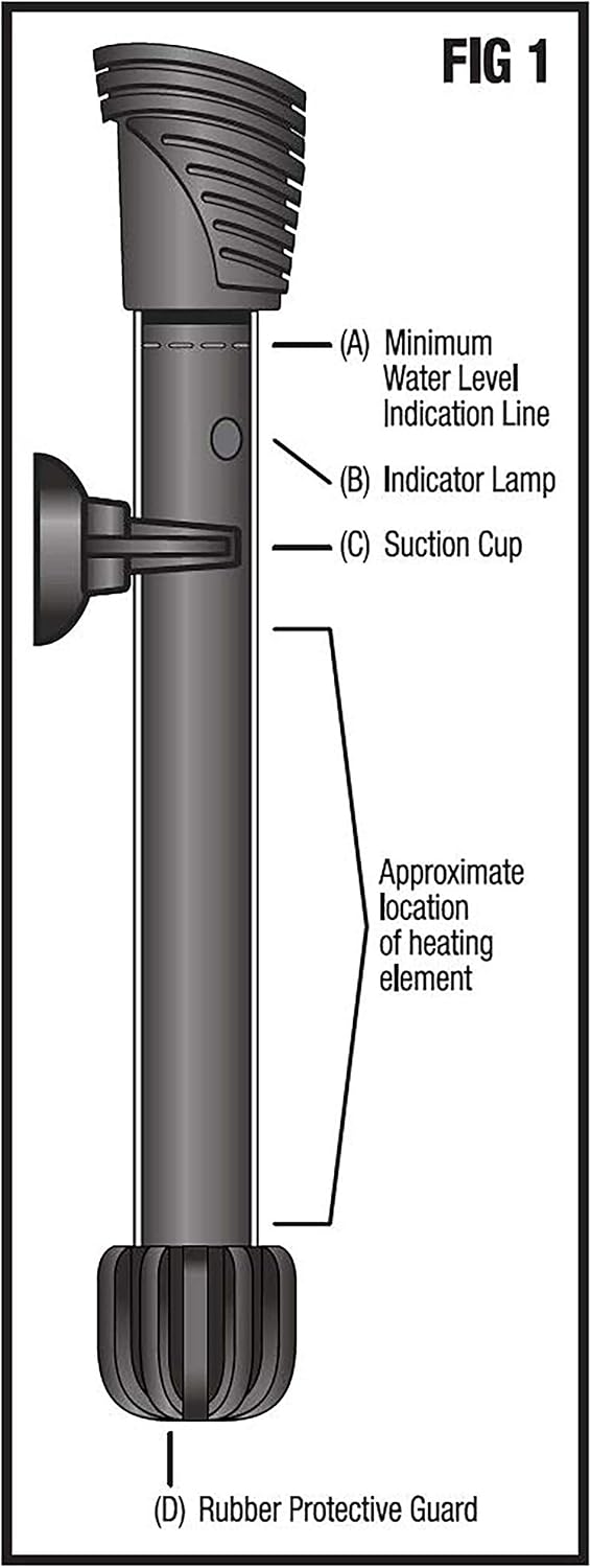 Aquarium Fish Tank Heater, Preset, Up to 30 Gallons, 100 Watts