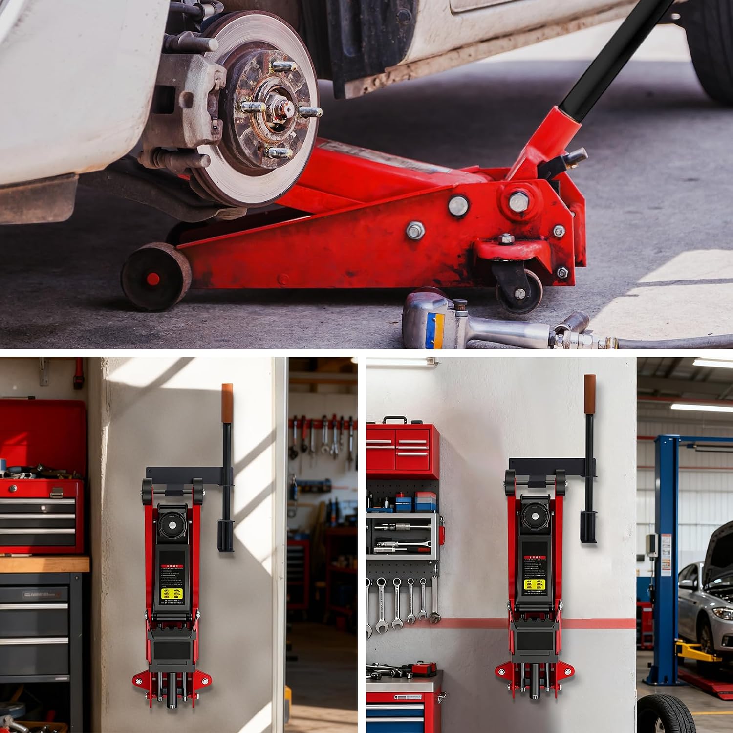 Jack Stand & Floor Jack Wall Mount Organizer Brackets | Hydraulic Trolley Jack Holder for Race Trailer Garage Storage