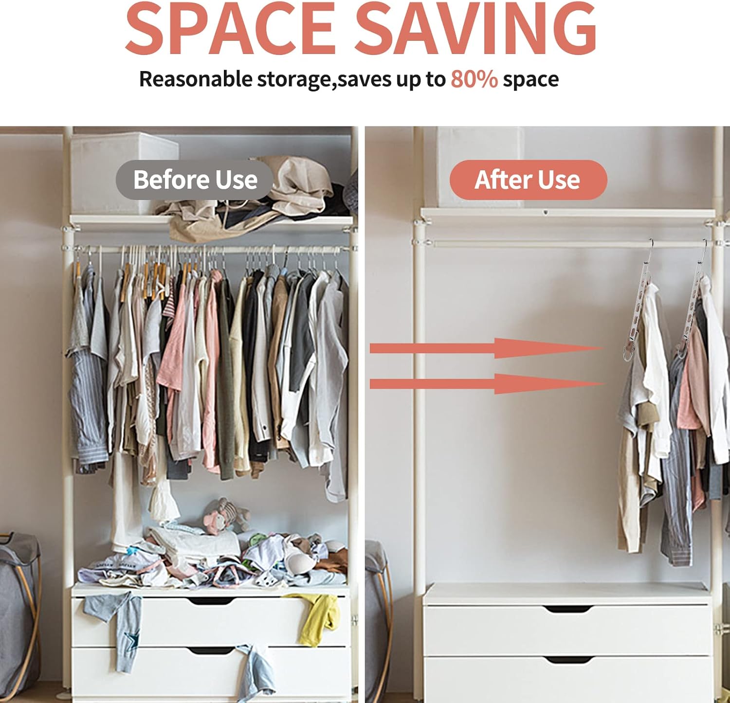 Space Saving Hangers for Clothes, 10 Pack Hanger Organizer Space Saver, Magic Metal Collapsible Closet Organizers