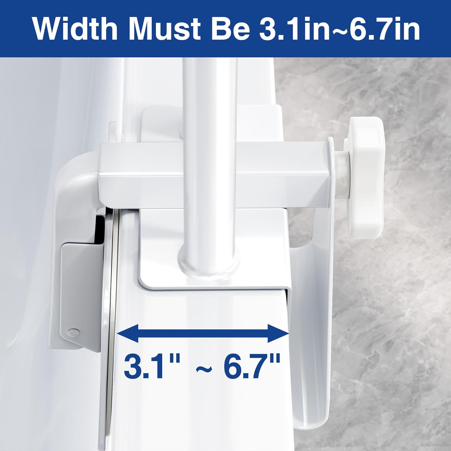 Adjustable Bathtub Safety Rail, Bathtub Handle Grab Bar with Non-Slip Grip for Seniors, Elderly, Fits 3.1 to 6.7 Inch