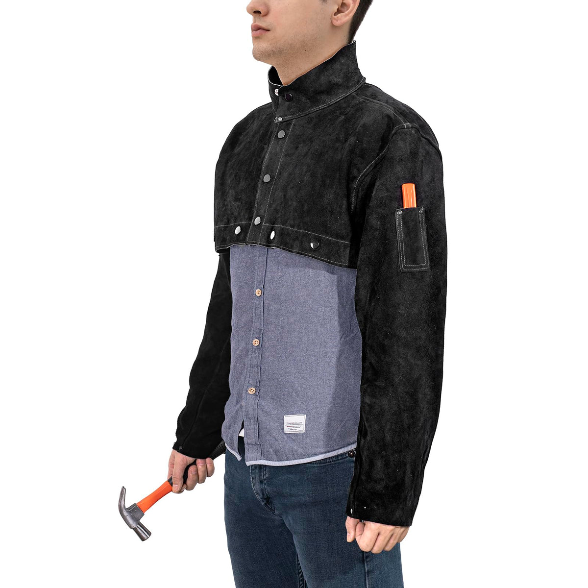 Leather Welding Cape Sleeve,Heat Flame Resistant Welder's Jacket