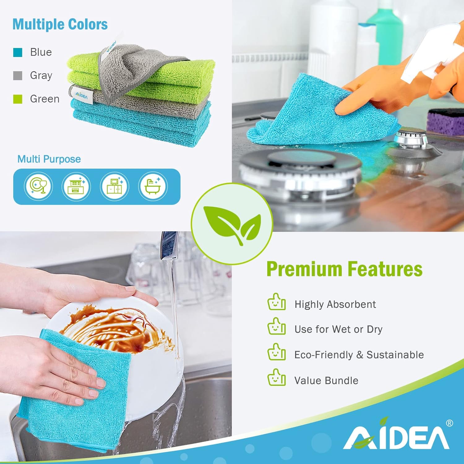 Microfiber Cleaning Cloth-50PK, Soft Microfiber Towels for Cars, Absorbent Cleaning Rags, Lint-Free Streak-Free Wash