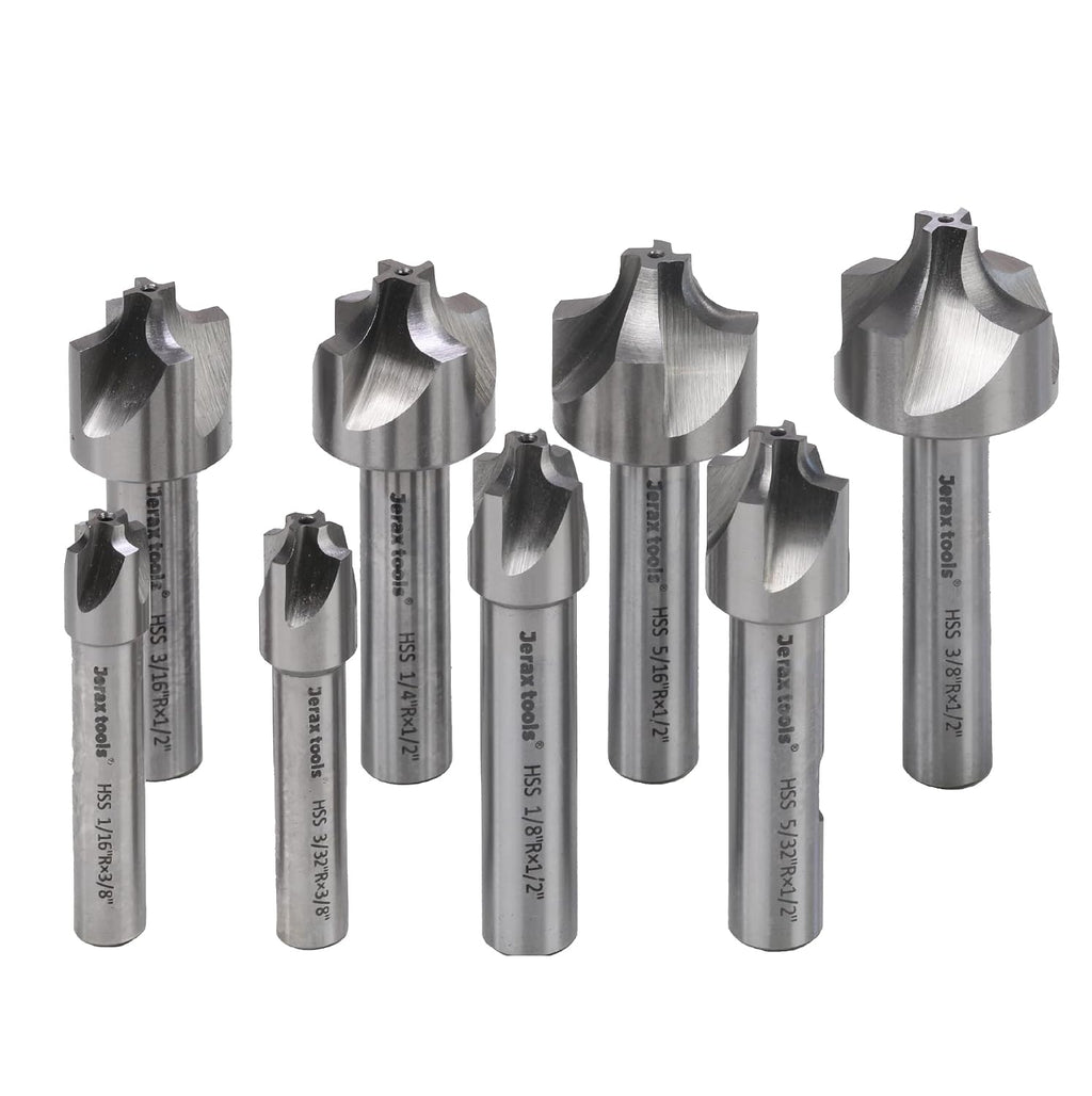 1/16"-3/8" 8Pcs HSS Corner Round Mill Set