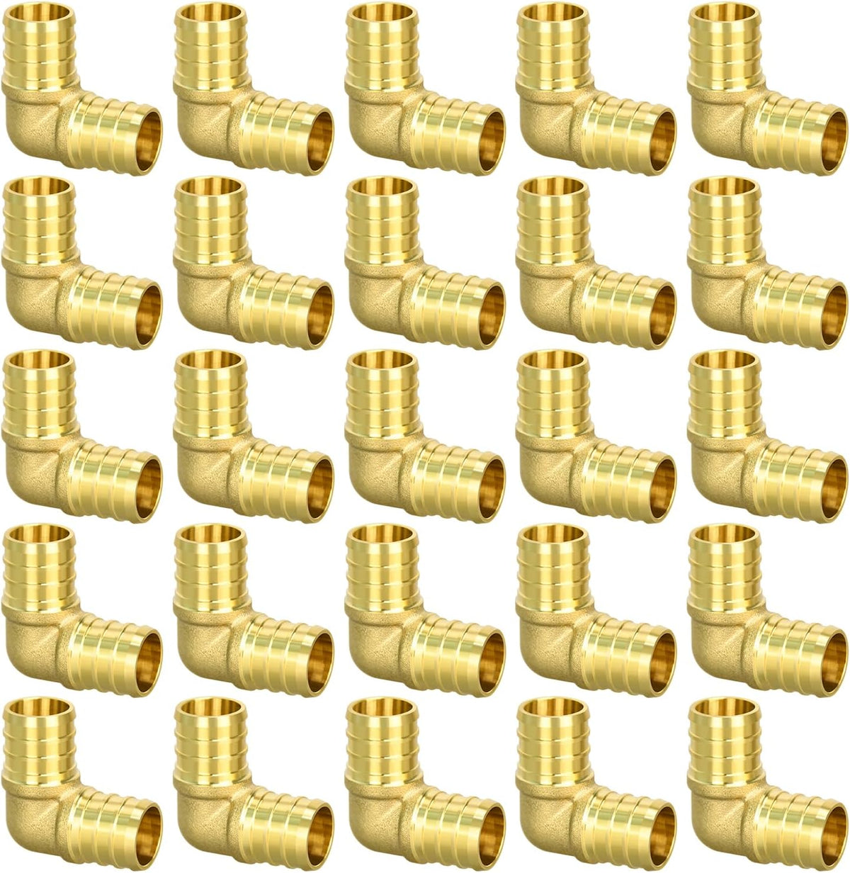 25 Pack 3/4" PEX Fittings, PEX Elbow Fittings, Brass PEX Fittings