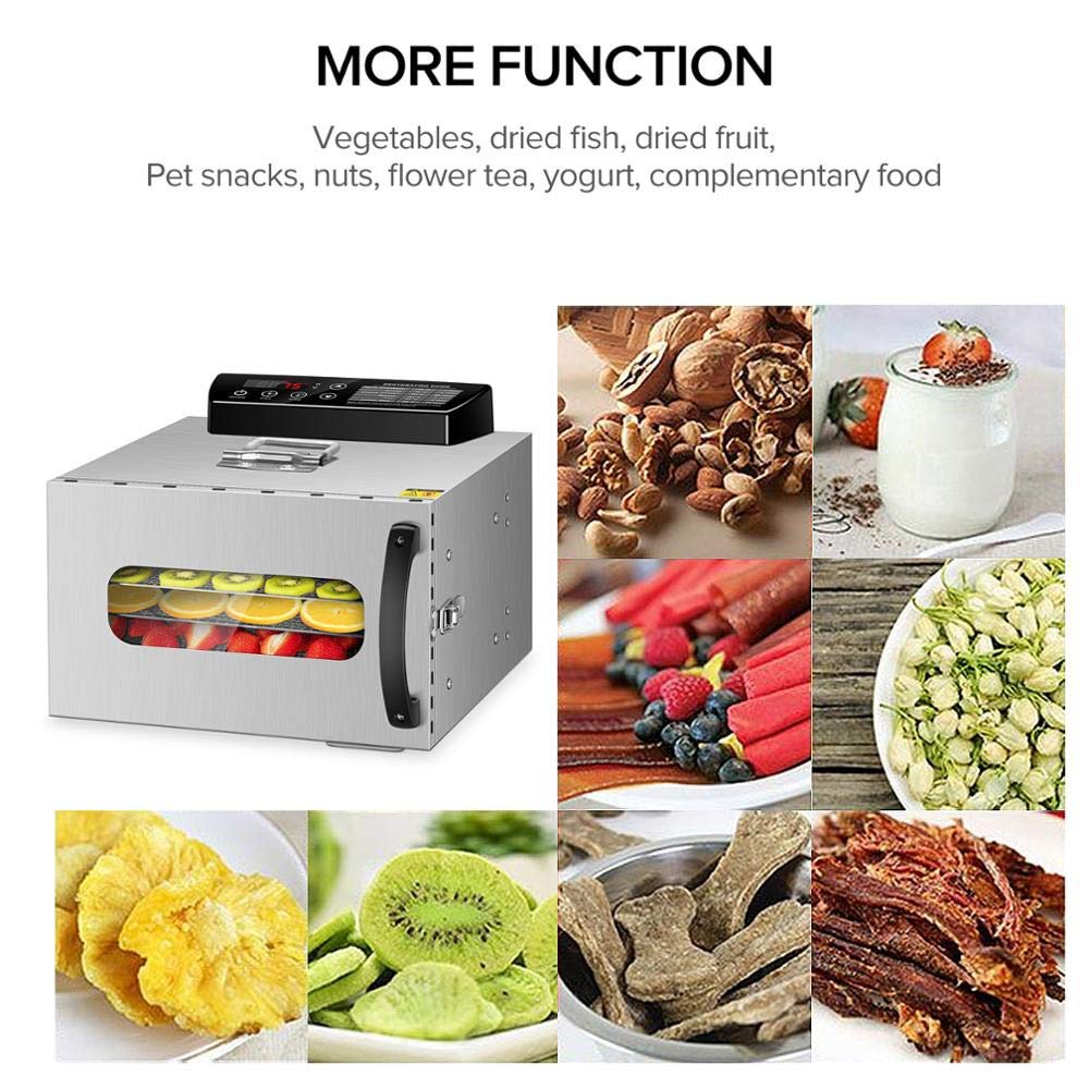 6 Trays Food Dehydrator Fruit Drying Machine Dryer for Vegetables Dried Meat Stainless