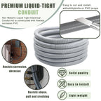 Feotech Liquid-Tight Conduit and Connector Kit - 1/2 Inch 15 FT Non Metallic Liquid Tight Electrical Conduit with 2 Straight and 2 Angle Fittings