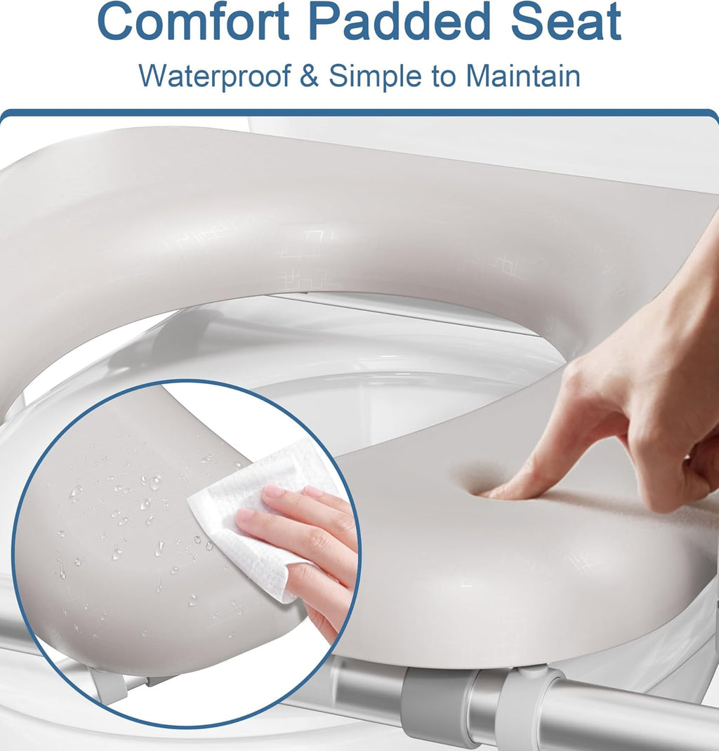 Toilet Seat Riser for Seniors, Raised Toilet Seat with Handles, Adjustable Height & Width, 400lb Handicap Elevated