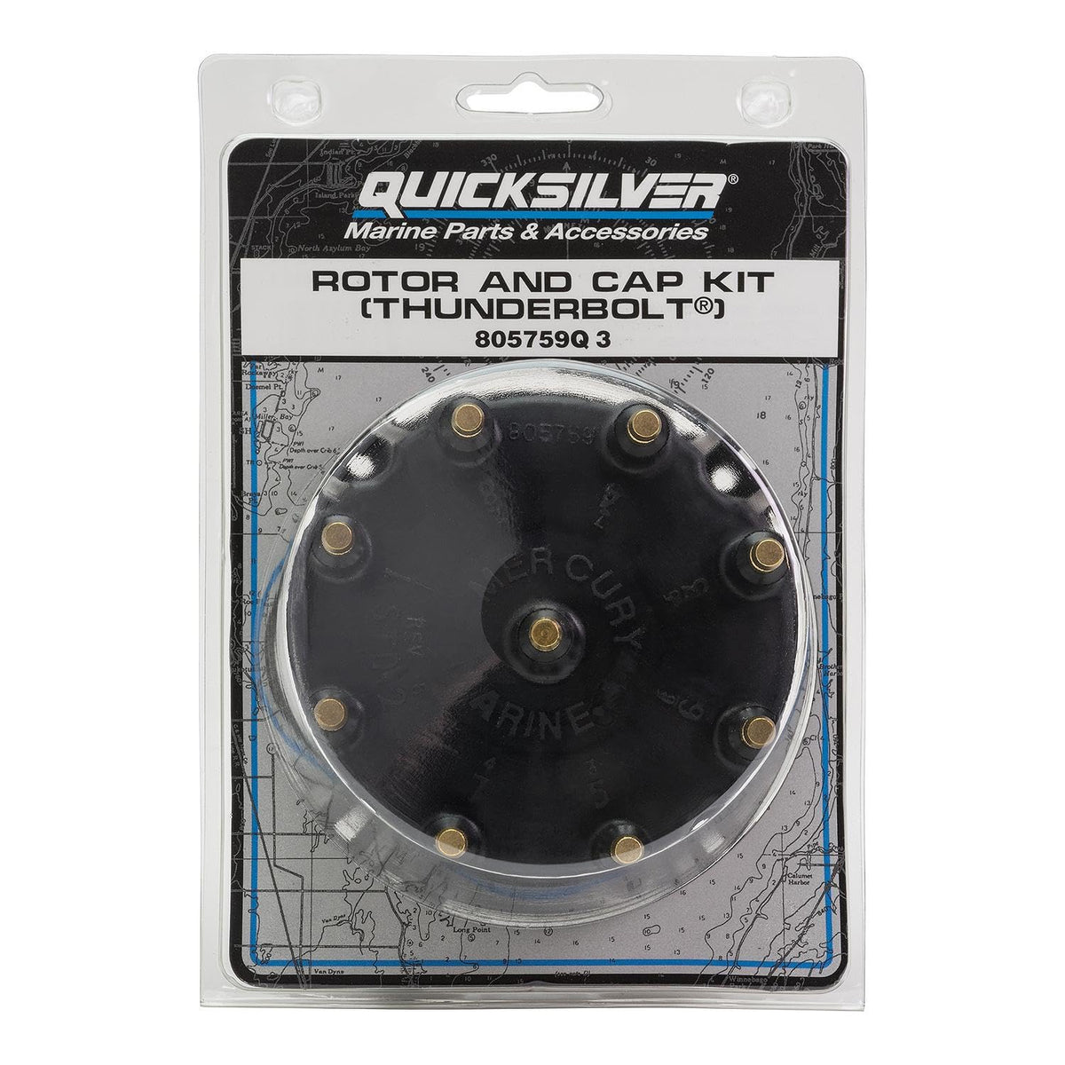 Quicksilver 805759Q3 Distributor Cap Kit with Cap, Rotor, and Gasket for General Motors V8 MerCruiser Engines with Thunderbolt IV and V HEI Ignition Systems