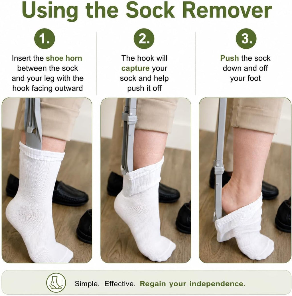 Easy Sock Otter 3-in-1 Dressing Aid, 34 Inch Shoe Horn and Sock Remover