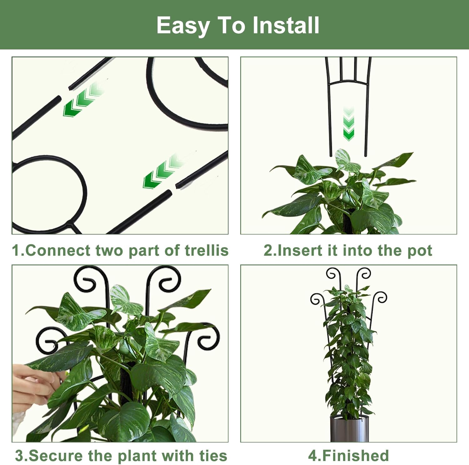 32.6in Monstera Plant Support Stakes for Indoor Plants, Metal Garden Plant Trellis for Climbing Plants, Pothos Vine
