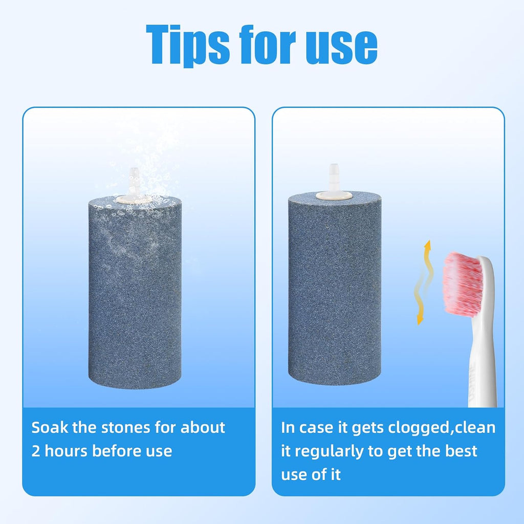 Aquarium Air Stone 4x2 inch 2 Pack, Large Airstone, Aerator Bubble Diffuser, Air Pump Accessories for Aquariums