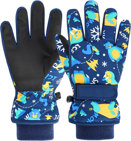 Kids Children Ski Gloves Winter Snow Gloves Waterproof Winter Warm Glove for Snowboarding, Sledding