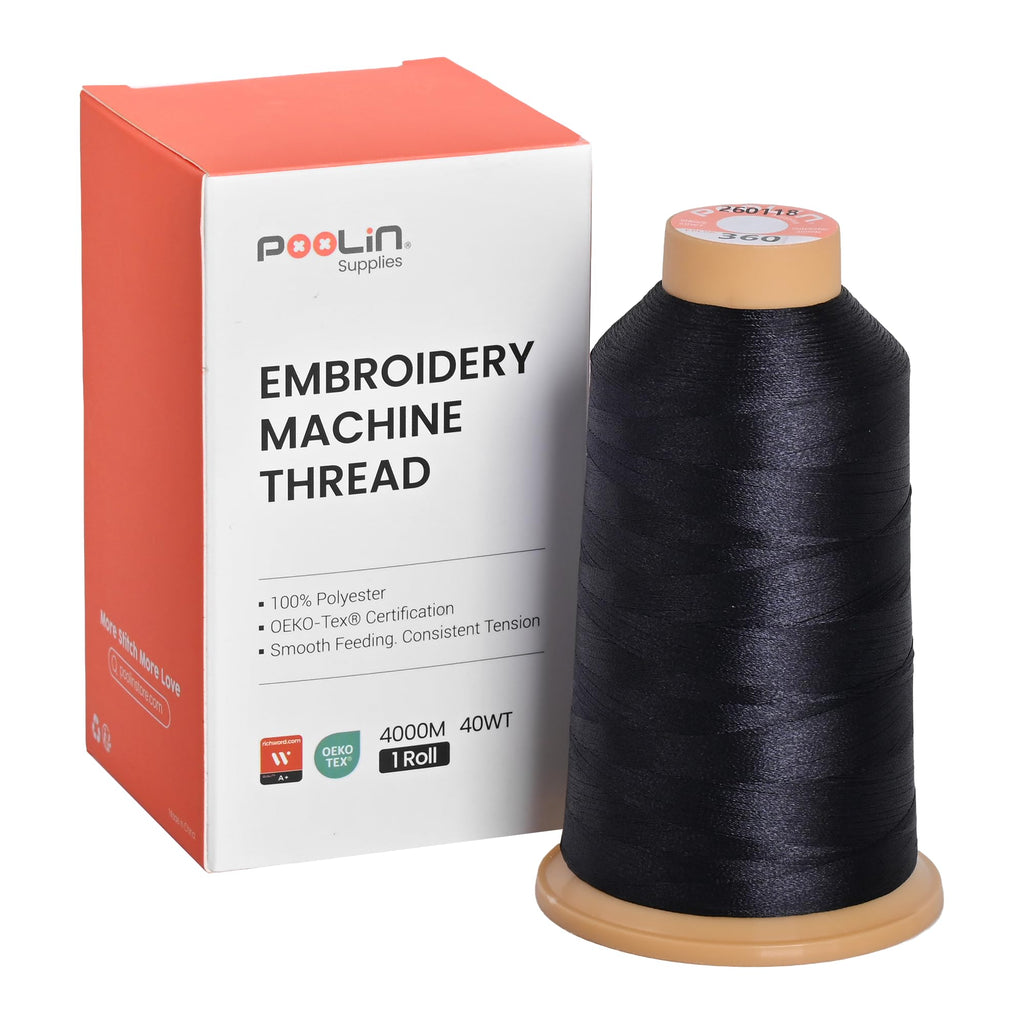 Polyester Machine Embroidery Thread 4000M 40WT Black Navy 0360