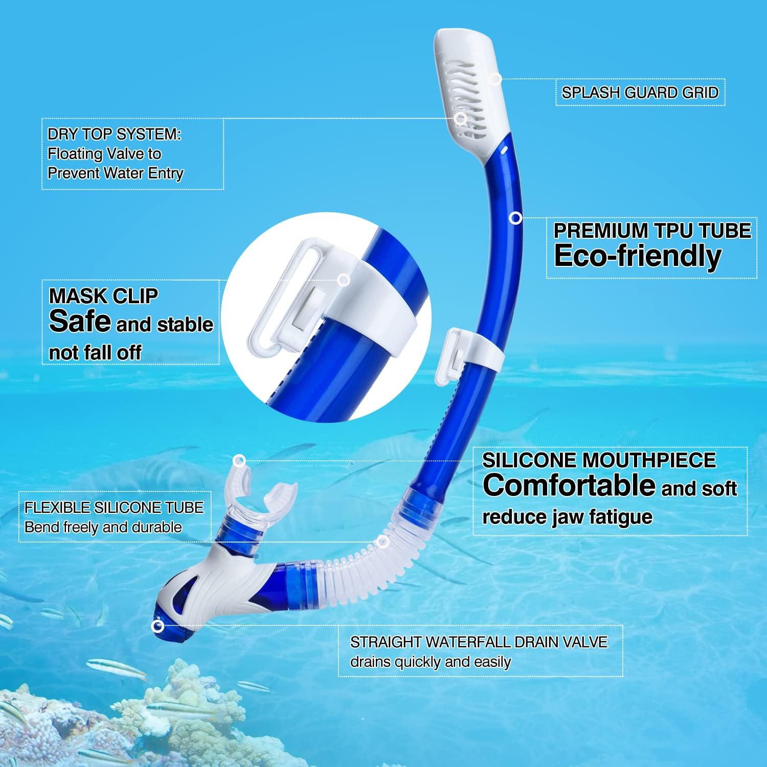 Snorkel Set Wide-View Adult Snorkeling Scuba Gear, Professional Snorkel Goggles Anti-Fog Diving Mask, Anti-Leak Swim